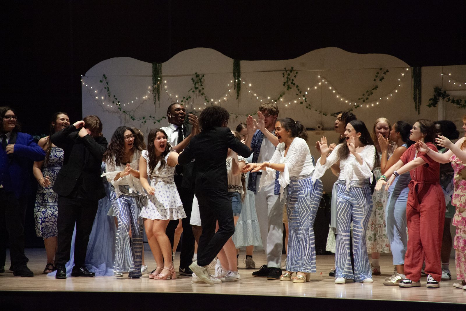 Brayden Landry taking a curtain call with his castmates